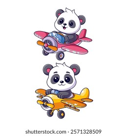 Panda becomes an airplane pilot, package design