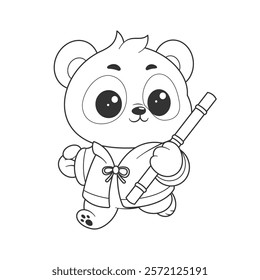 Panda becomes a kung fu fighter for coloring