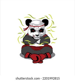 Panda being mascot of muay thai. 