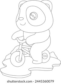 Panda Bicycle Animal Vector Graphic Art Illustration