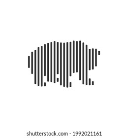 Vector de icono de línea de código de barras negro Panda sobre fondo blanco.