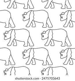 Panda black and white. Chinese animal seamless pattern. Asian bear Cute. line doodle coloring. Hand drawn vector illustration. Mammal. The background.