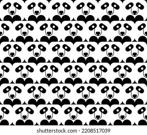 Panda black and white pattern seamless. Pandas background