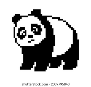 Panda Black White Pixel Art Isolated Stock Vector (Royalty Free ...