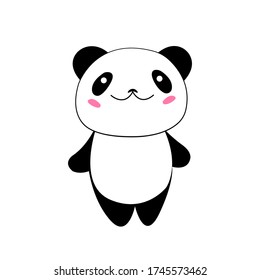 Panda black and white in vector graphics
