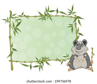  panda with blank sign cartoon