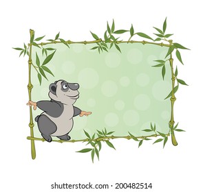 panda with blank sign cartoon 