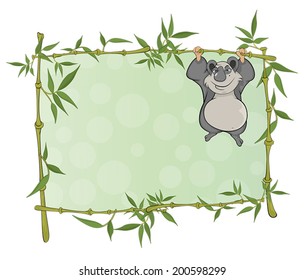 panda with blank sign cartoon 