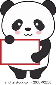 Panda con un signo en blanco. Ilustración vectorial aislada en un fondo blanco.