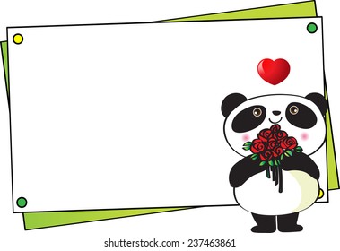 panda with blank valentines day card