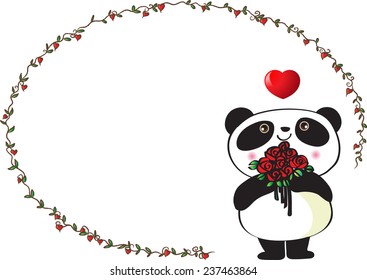panda with blank valentines day card
