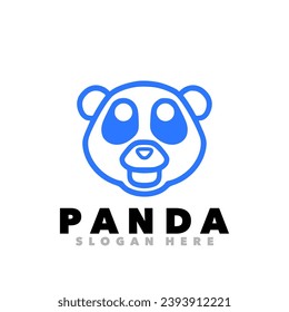 Panda blue line symbol icon logo 