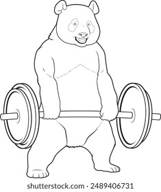 Panda Bodybuilder Dumbbell Bodybuilding Animal Vector Graphic Art Illustration