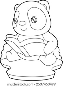 Panda Book Animal Vector Graphic Art Illustration