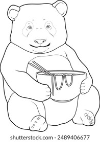 Panda Bowl Ramen Animal Vector Graphic Art Illustration