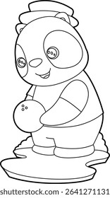 Panda Bowling Bowling ball Animal Vector Graphic Art Illustration