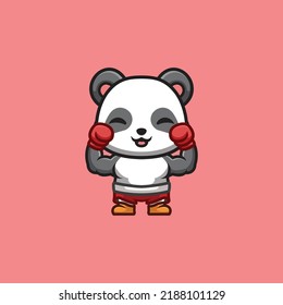 Panda Boxer Cute Creative Kawaii Cartoon Mascot Logo