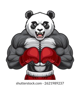 panda boxing mascot vector illustration design