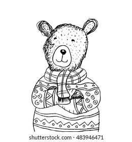 Panda boy with cool clothes. Fashion animals, hipster animals