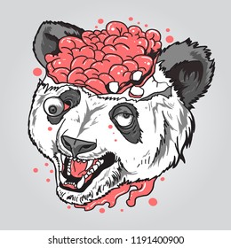 panda with a brain out, the design is suitable for tshirt