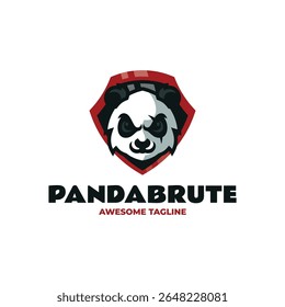 Design de logotipo de emblema bruto da panda