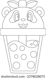 Panda Bubble tea Animal Vector Graphic Art Illustration