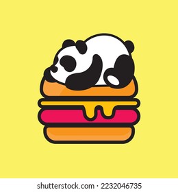 Panda-Burger-Symbol-Logo-Kombination Vektorgrafik.