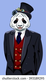Panda in the business man's suit and top hat