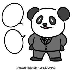 Panda businessman giving an explanation.