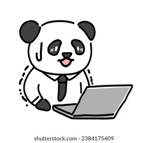 Panda businessman is scared after making a mistake at work.