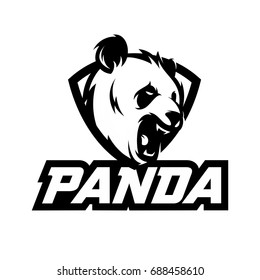 Panda Bw Vector Logo Mascot Stock Vector (Royalty Free) 688458610 ...