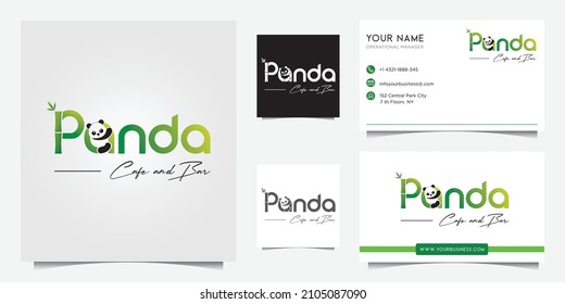 Panda Cafe Logo, Bamboo Cafe Logo, Panda Vector Logo