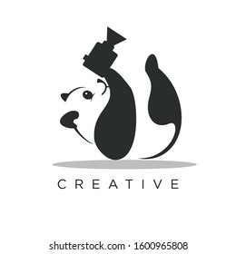 panda camera logo design vector 