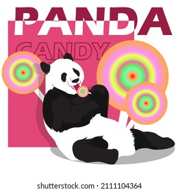 the panda with candy colorfull 