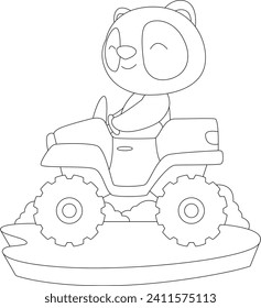 Ilustración de arte gráfico del vector de animales de coche de Panda