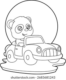 Ilustración de arte gráfico de Vector de animales de coche de Panda
