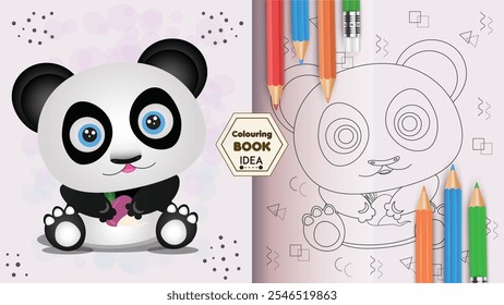 Panda Carrying Turnip Character For Colouring