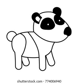 panda cartoon in black sections silhouette on white background