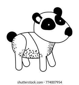panda cartoon in black sections silhouette