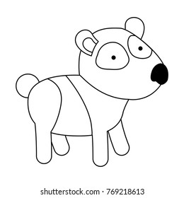 panda cartoon in black silhouette with thin contour