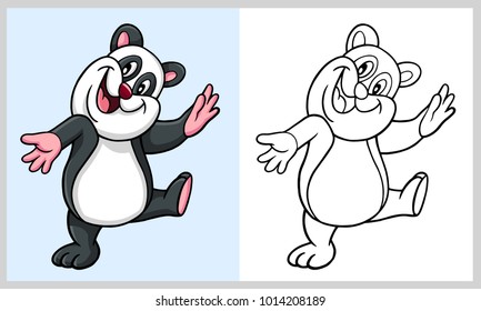 Panda cartoon character coloring book, good use for symbol, web icon, mascot, sticker, or any design you want.