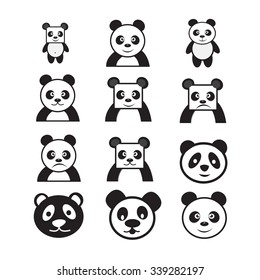 Panda cartoon character icon dessign