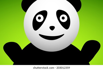 Panda cartoon character isolated on greed background, vector illustration