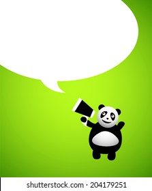 Panda cartoon character isolated on greed background, vector illustration