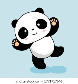 Panda Cartoon Cute Say Hello Panda Animals Illustration