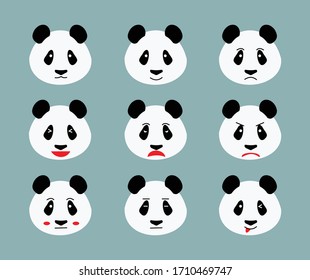 Panda Cartoon Designs in verschiedenen Emotionen