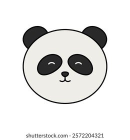 panda cartoon face On white background