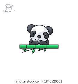 Panda cartoon with flat style design vector