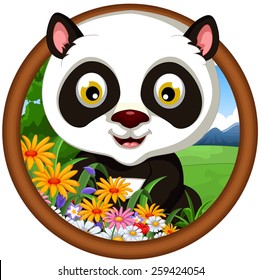 panda cartoon in frame