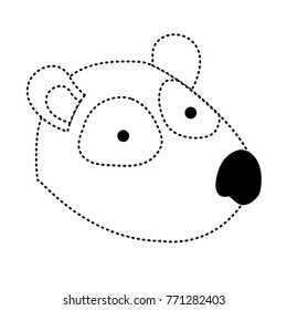 panda cartoon head in black dotted silhouette
